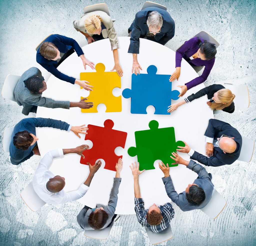 Business People Jigsaw Puzzle Collaboration Team Concept